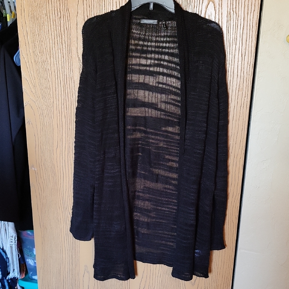Daisy Fuentes Black Sheer Light Weight Cardigan